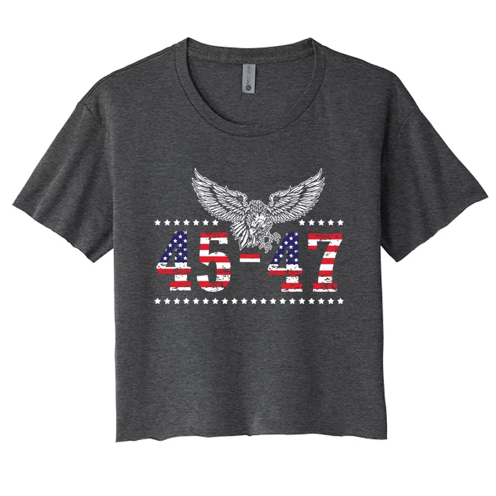 Trump 2024 President 45 And 47 American Flag Trump 2024 Women's Crop Top Tee