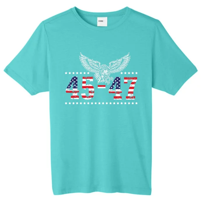 Trump 2024 President 45 And 47 American Flag Trump 2024 ChromaSoft Performance T-Shirt