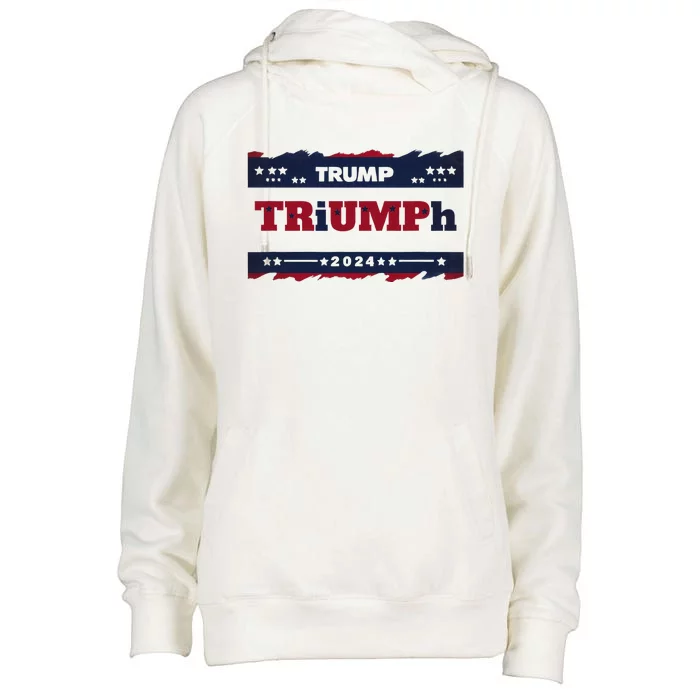 Triumph 2024 Patriotic Trump Womens Funnel Neck Pullover Hood