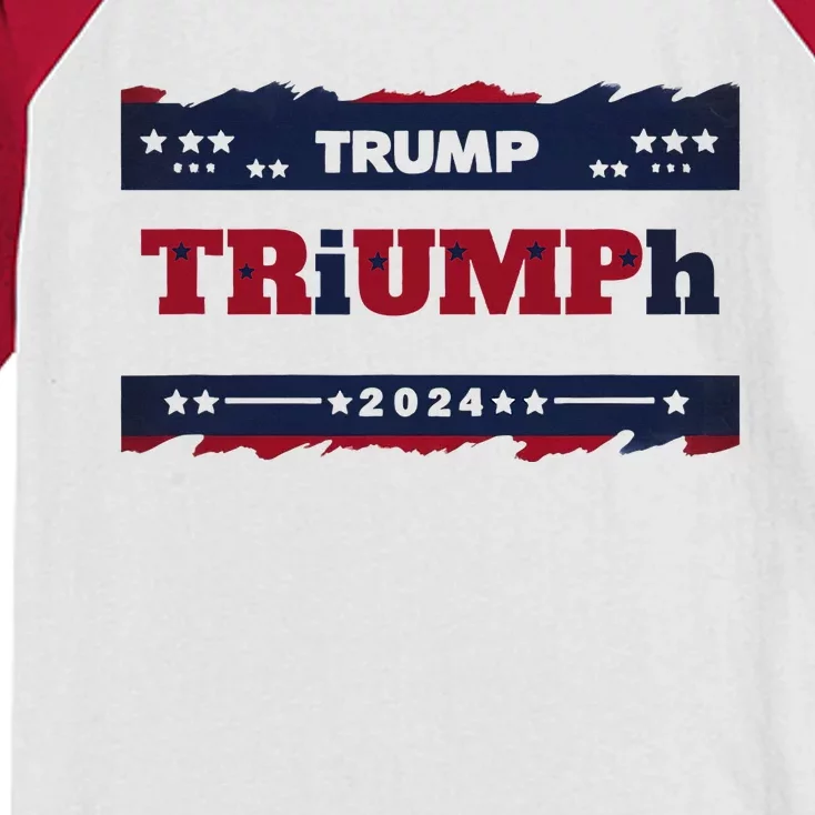 Triumph 2024 Patriotic Trump Kids Colorblock Raglan Jersey