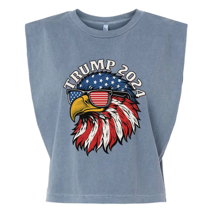 Trump 2024 Patriotic Eagle Sunglasses July 4th Garment-Dyed Women's Muscle Tee