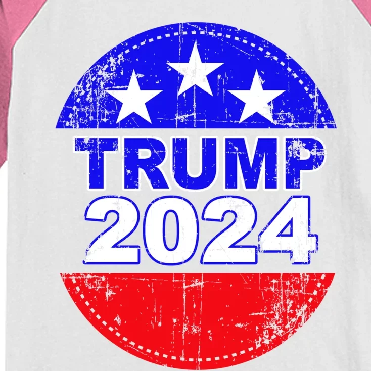 Trump 2024 President Fourth 4th Of July Distressed Grunge Funny Gift Kids Colorblock Raglan Jersey