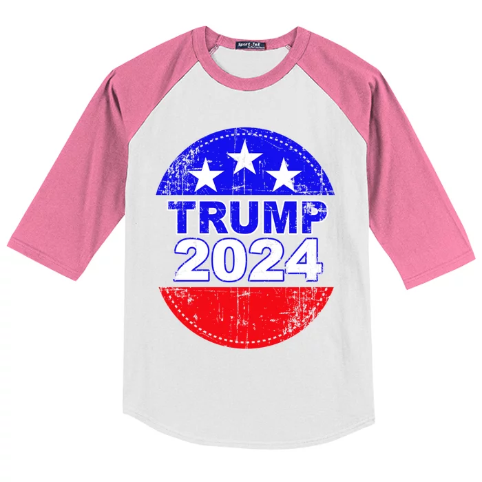 Trump 2024 President Fourth 4th Of July Distressed Grunge Funny Gift Kids Colorblock Raglan Jersey