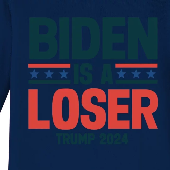 Trump 2024 President Usa Vote Election Biden Is A Loser Gift Baby Long Sleeve Bodysuit