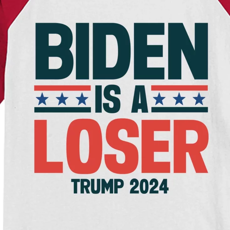 Trump 2024 President Usa Vote Election Biden Is A Loser Gift Kids Colorblock Raglan Jersey