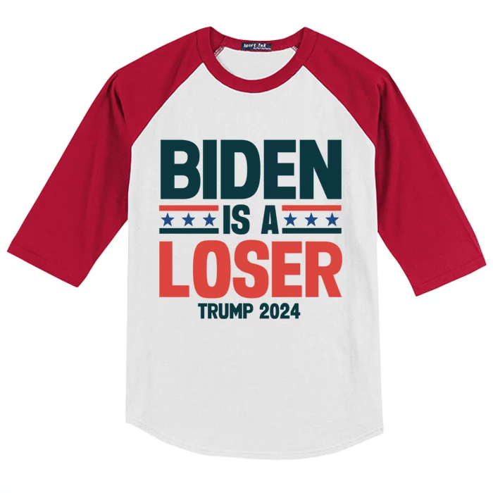 Trump 2024 President Usa Vote Election Biden Is A Loser Gift Kids Colorblock Raglan Jersey