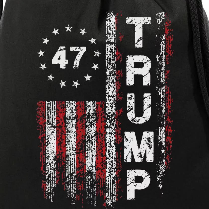 Trump 2024 Pro 47th President Us Flag Drawstring Bag