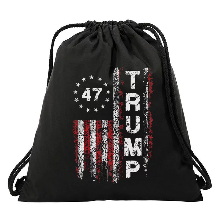 Trump 2024 Pro 47th President Us Flag Drawstring Bag