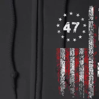 Trump 2024 Pro 47th President Us Flag Full Zip Hoodie