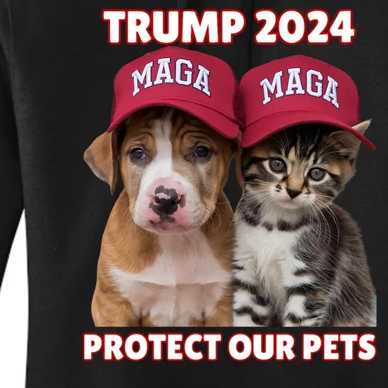 Trump 2024 Protect Our Pets Funny Eat Our Pets Cat Dog Maga Women's Pullover Hoodie