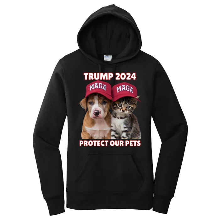 Trump 2024 Protect Our Pets Funny Eat Our Pets Cat Dog Maga Women's Pullover Hoodie