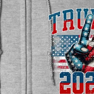 Trump 2024 Peace Sign With Two Fingers 2024 Red White & Blue Full Zip Hoodie