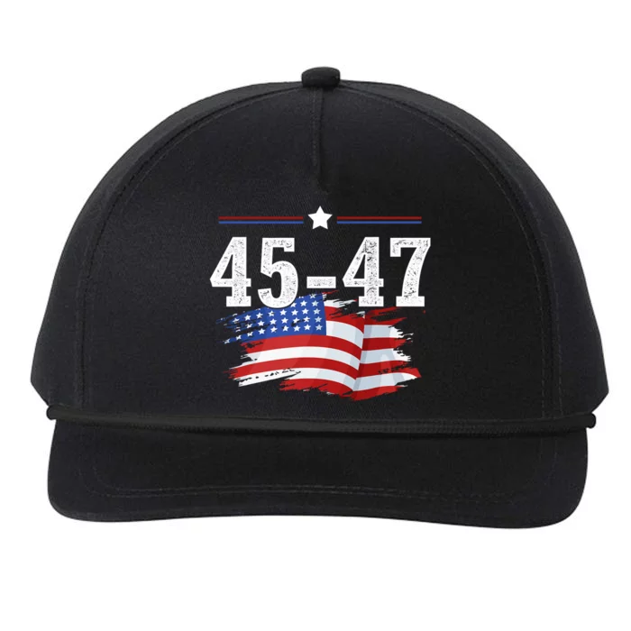 Trump 2024 President 45 And 47 American Flag Trump 2024 Snapback Five-Panel Rope Hat