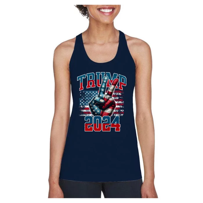 Trump 2024 Peace Sign Women's Racerback Tank