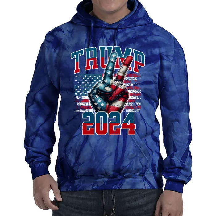 Trump 2024 Peace Sign Tie Dye Hoodie