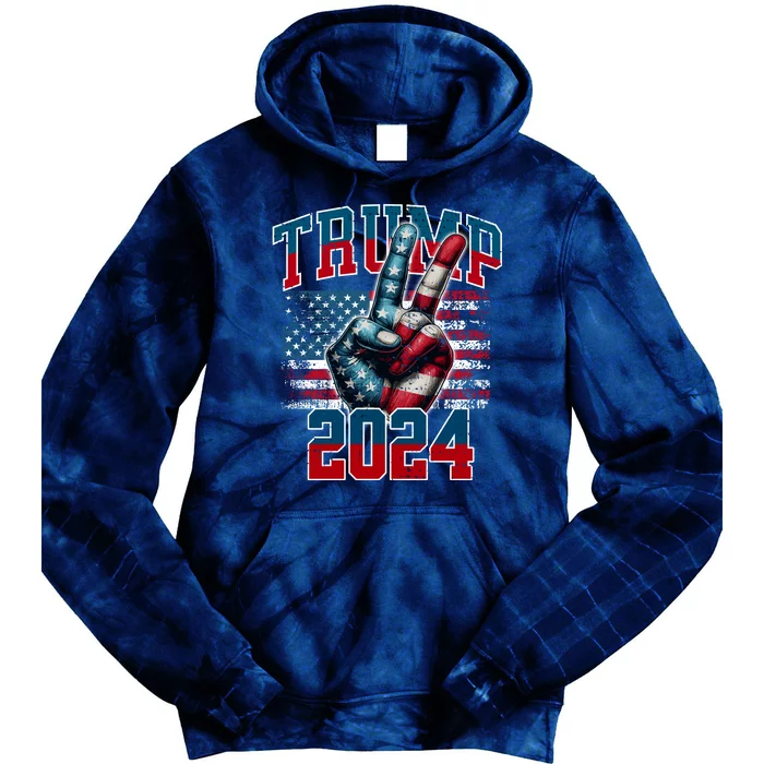 Trump 2024 Peace Sign Tie Dye Hoodie