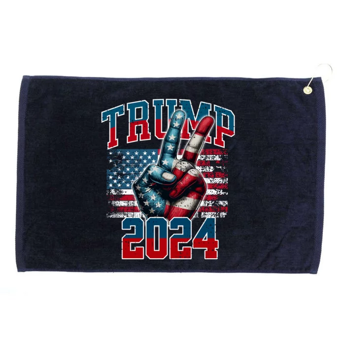 Trump 2024 Peace Sign Grommeted Golf Towel