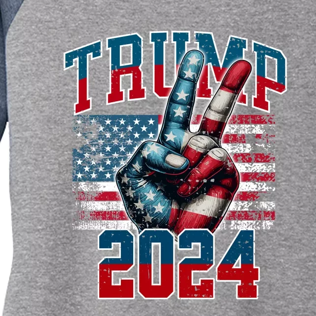 Trump 2024 Peace Sign Women's Tri-Blend 3/4-Sleeve Raglan Shirt