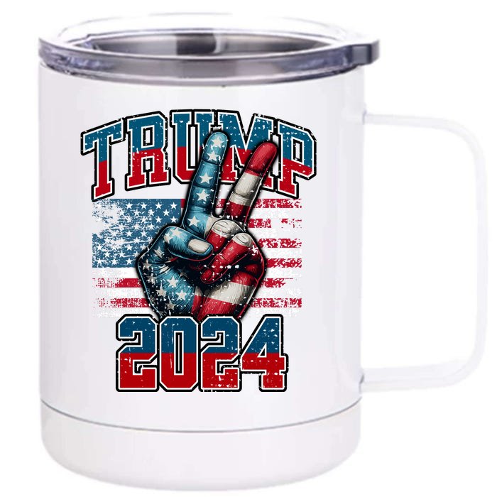 Trump 2024 Peace Sign Front & Back 12oz Stainless Steel Tumbler Cup