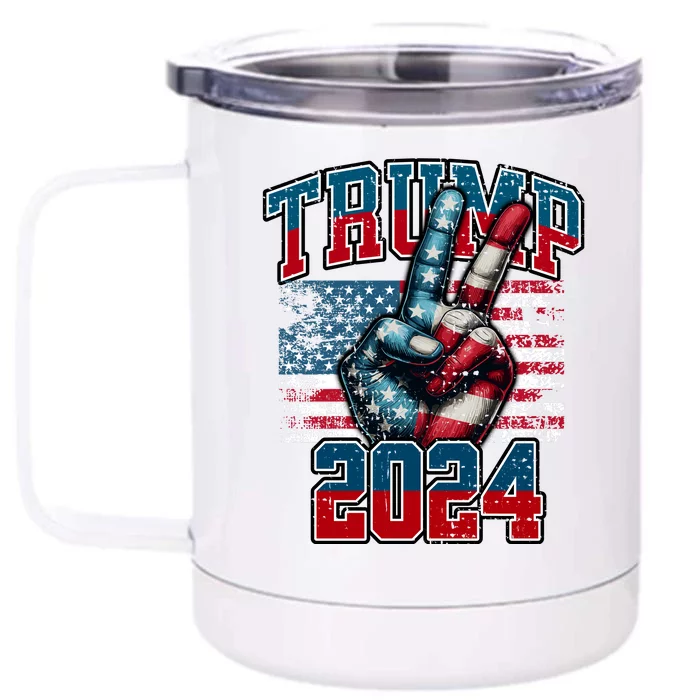 Trump 2024 Peace Sign Front & Back 12oz Stainless Steel Tumbler Cup