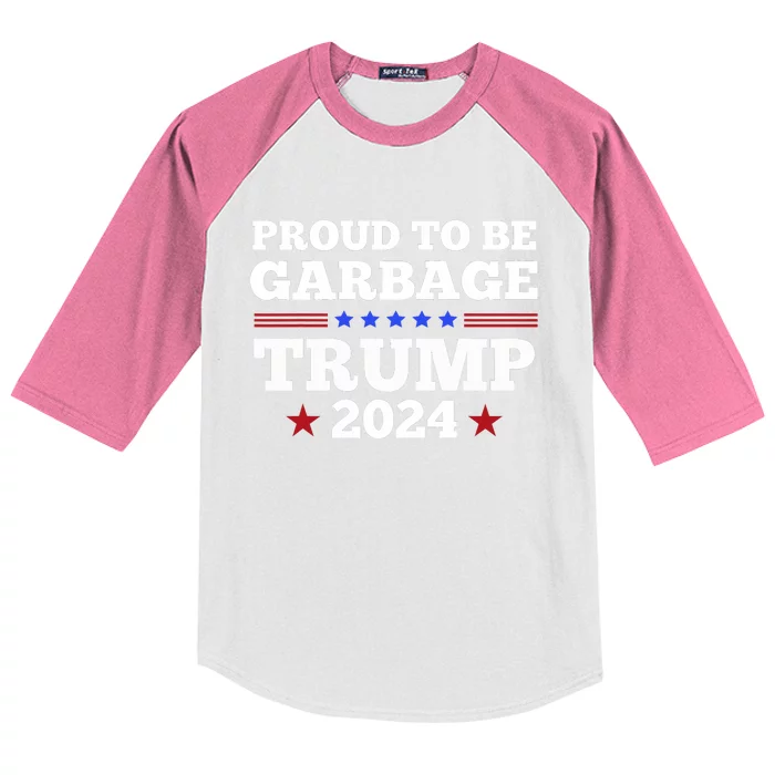 Trump 2024 Proud To Be Garbage Presidential Election Kids Colorblock Raglan Jersey