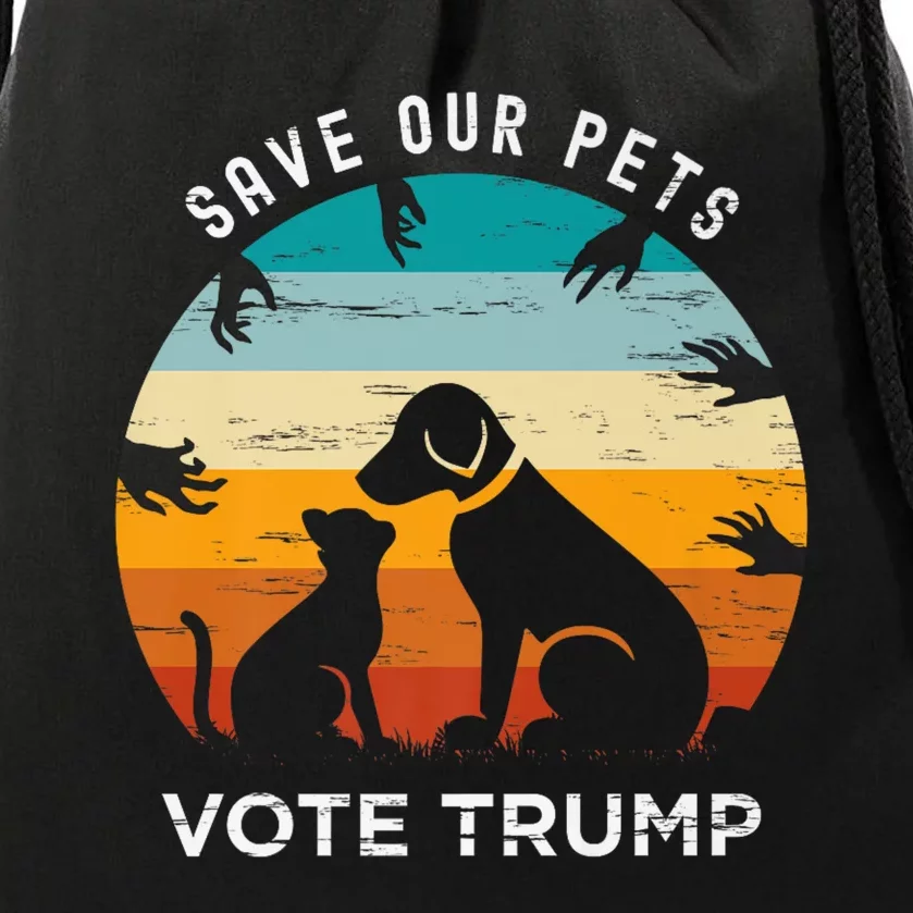 Trump 2024 President Save Our Pets Animals Dogs Cats Ducks Drawstring Bag