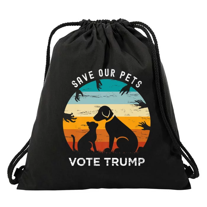 Trump 2024 President Save Our Pets Animals Dogs Cats Ducks Drawstring Bag