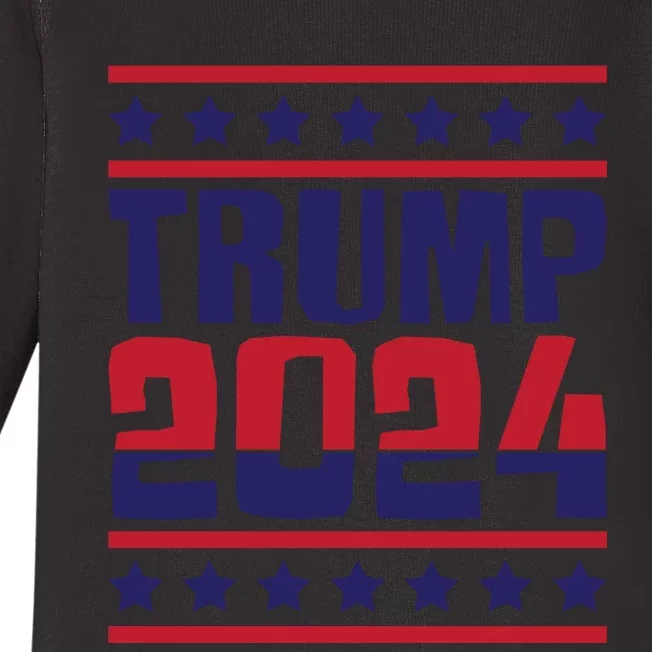 Trump 2024 Patriotic Motif Baby Long Sleeve Bodysuit