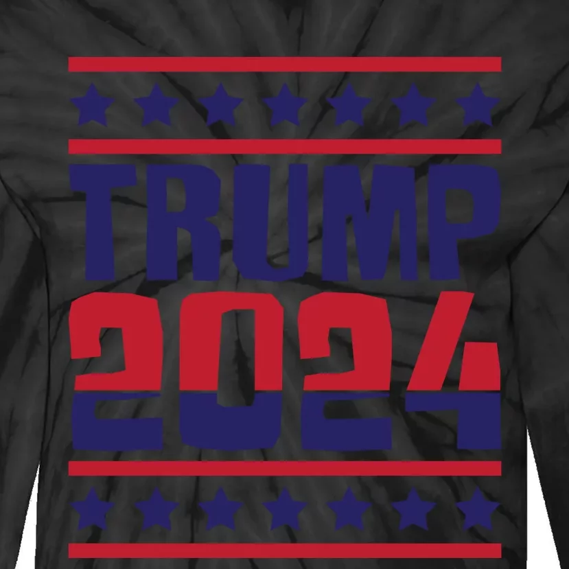 Trump 2024 Patriotic Motif Tie-Dye Long Sleeve Shirt