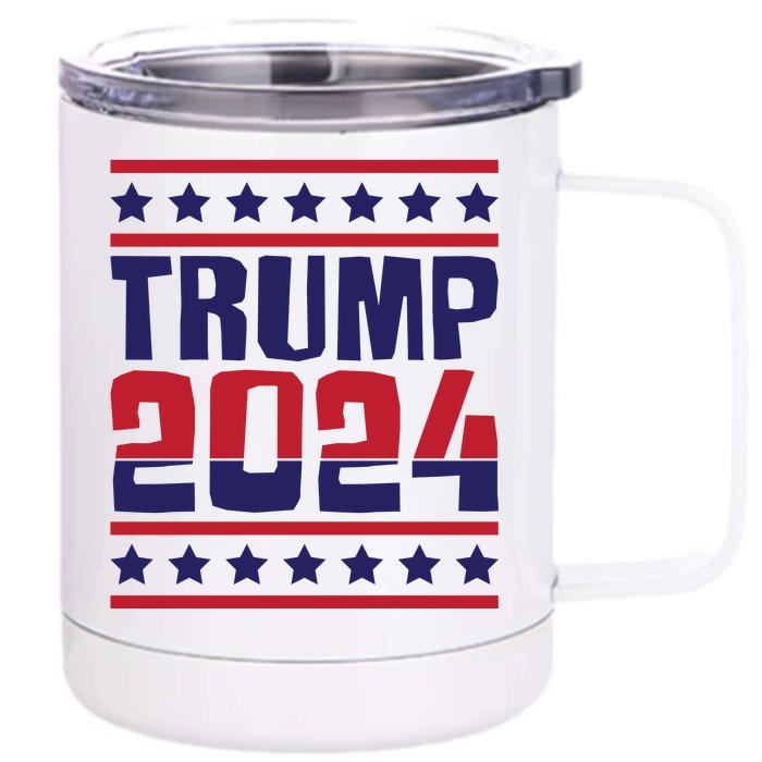 Trump 2024 Patriotic Motif Front & Back 12oz Stainless Steel Tumbler Cup