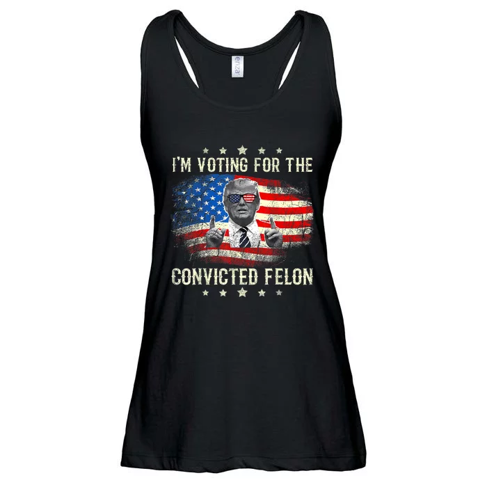 Trump 2024 Patriotic Im Voting Convicted Felon Ladies Essential Flowy Tank