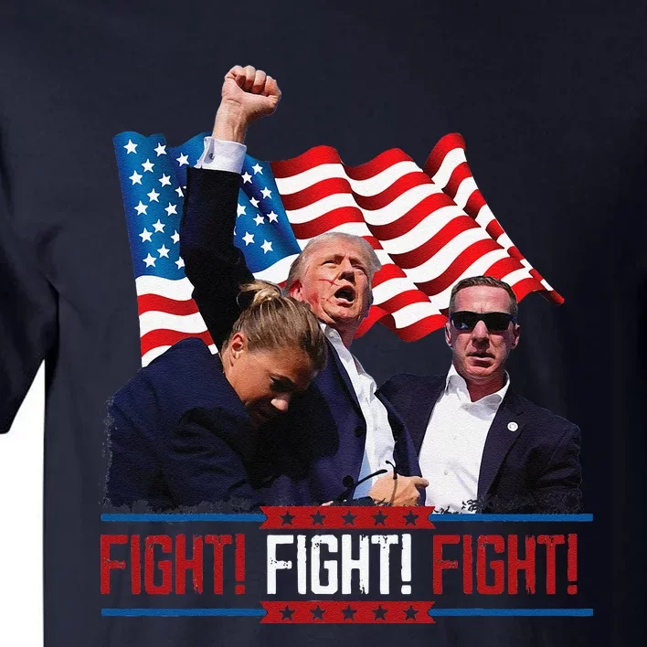 Trump 2024 President Fight Bloodied Fist Pumping Of Legend Tall T-Shirt