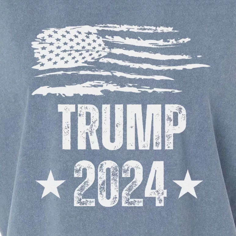 Trump 2024 Pro Trump American Flag Garment-Dyed Women's Muscle Tee