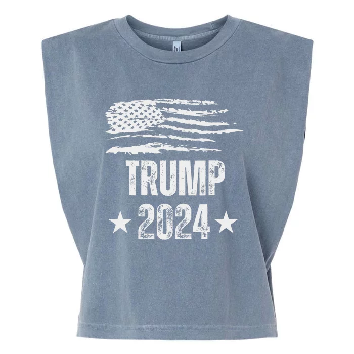 Trump 2024 Pro Trump American Flag Garment-Dyed Women's Muscle Tee