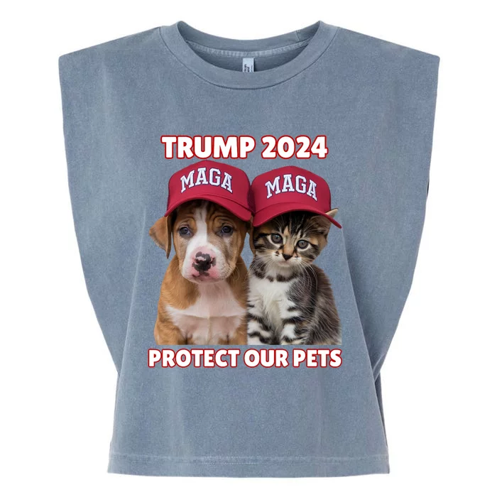 Trump 2024 Protect Our Pets Funny Eat Our Pets Cat Dog Maga Garment-Dyed Women's Muscle Tee