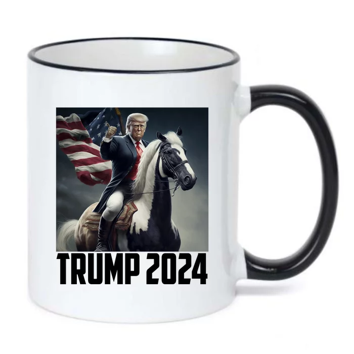 Trump 2024 Patriotic America Horse Usa Flag Black Color Changing Mug