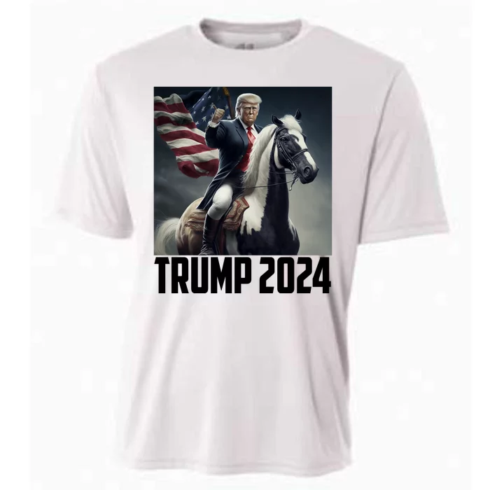 Trump 2024 Patriotic America Horse Usa Flag Cooling Performance Crew T-Shirt