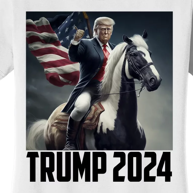 Trump 2024 Patriotic America Horse Usa Flag Women's T-Shirt