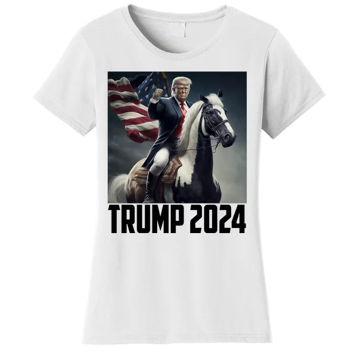 Trump 2024 Patriotic America Horse Usa Flag Women's T-Shirt