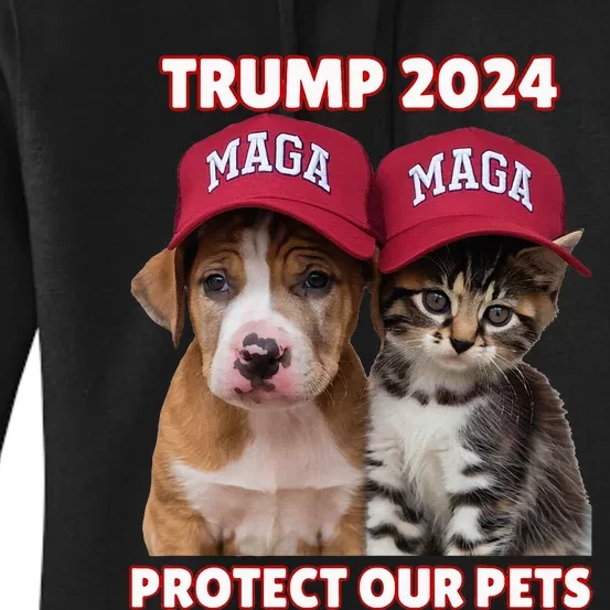 Trump 2024 Protect Our Pets Funny Eat Our Pets Cat Dog Maga Women's Pullover Hoodie