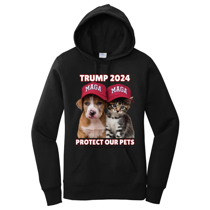 Trump 2024 Protect Our Pets Funny Eat Our Pets Cat Dog Maga Women's Pullover Hoodie