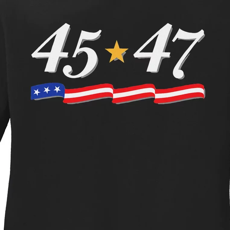 Trump 2024 President 45 47 Ladies Long Sleeve Shirt