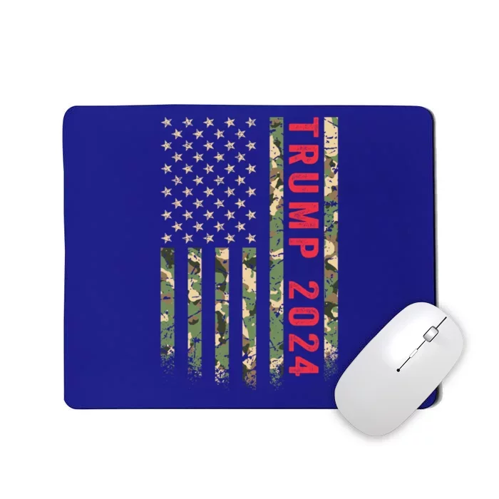 Trump 2024 President American Flag Camouflage Camo Veteran Cool Gift Mousepad