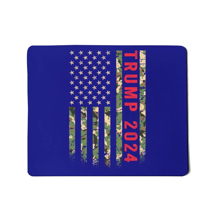 Trump 2024 President American Flag Camouflage Camo Veteran Cool Gift Mousepad