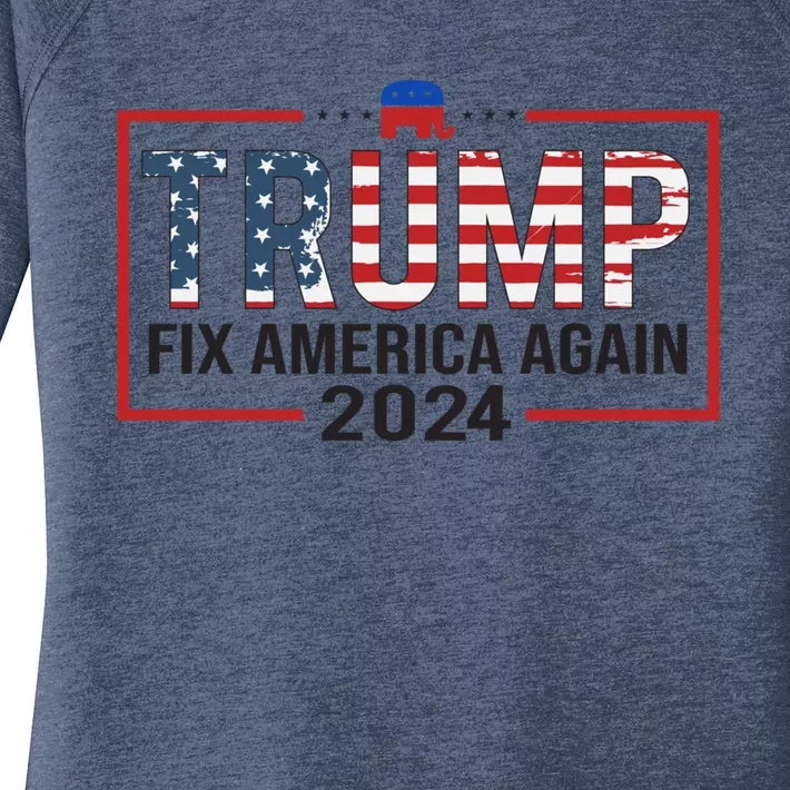 Trump 2024 President Fix America / Presidential Election Cool Gift Women's Perfect Tri Tunic Long Sleeve Shirt