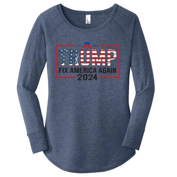 Trump 2024 President Fix America / Presidential Election Cool Gift Women's Perfect Tri Tunic Long Sleeve Shirt