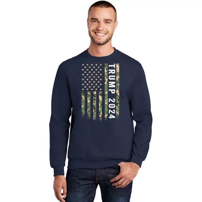 Trump 2024 President American Flag Gift Tall Sweatshirt