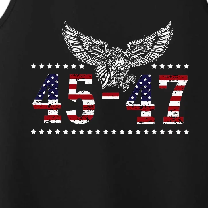 Trump 2024 President 45 And 47 American Flag Trump 2024 Performance Tank