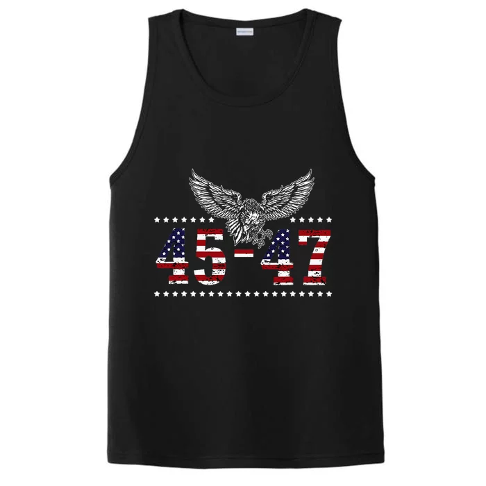 Trump 2024 President 45 And 47 American Flag Trump 2024 Performance Tank