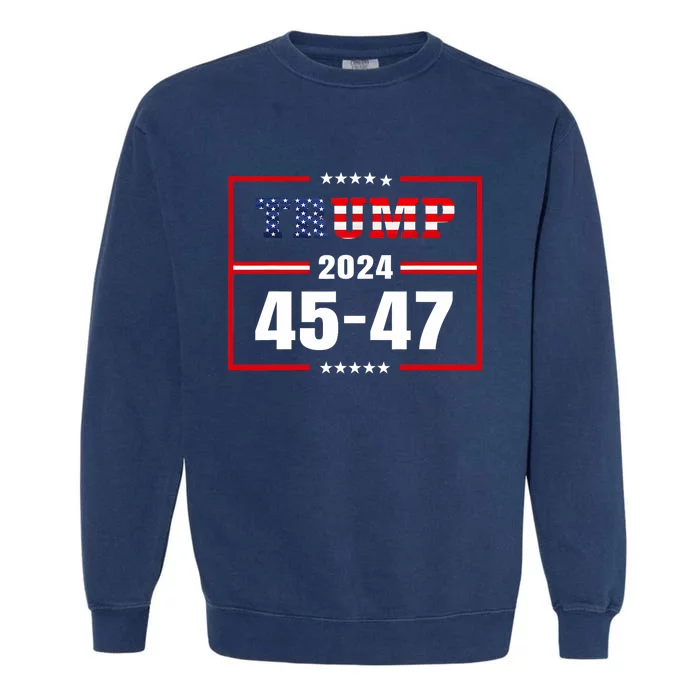 Trump 2024 President 45 47 Vintage American Flag Pro Trump Garment-Dyed Sweatshirt